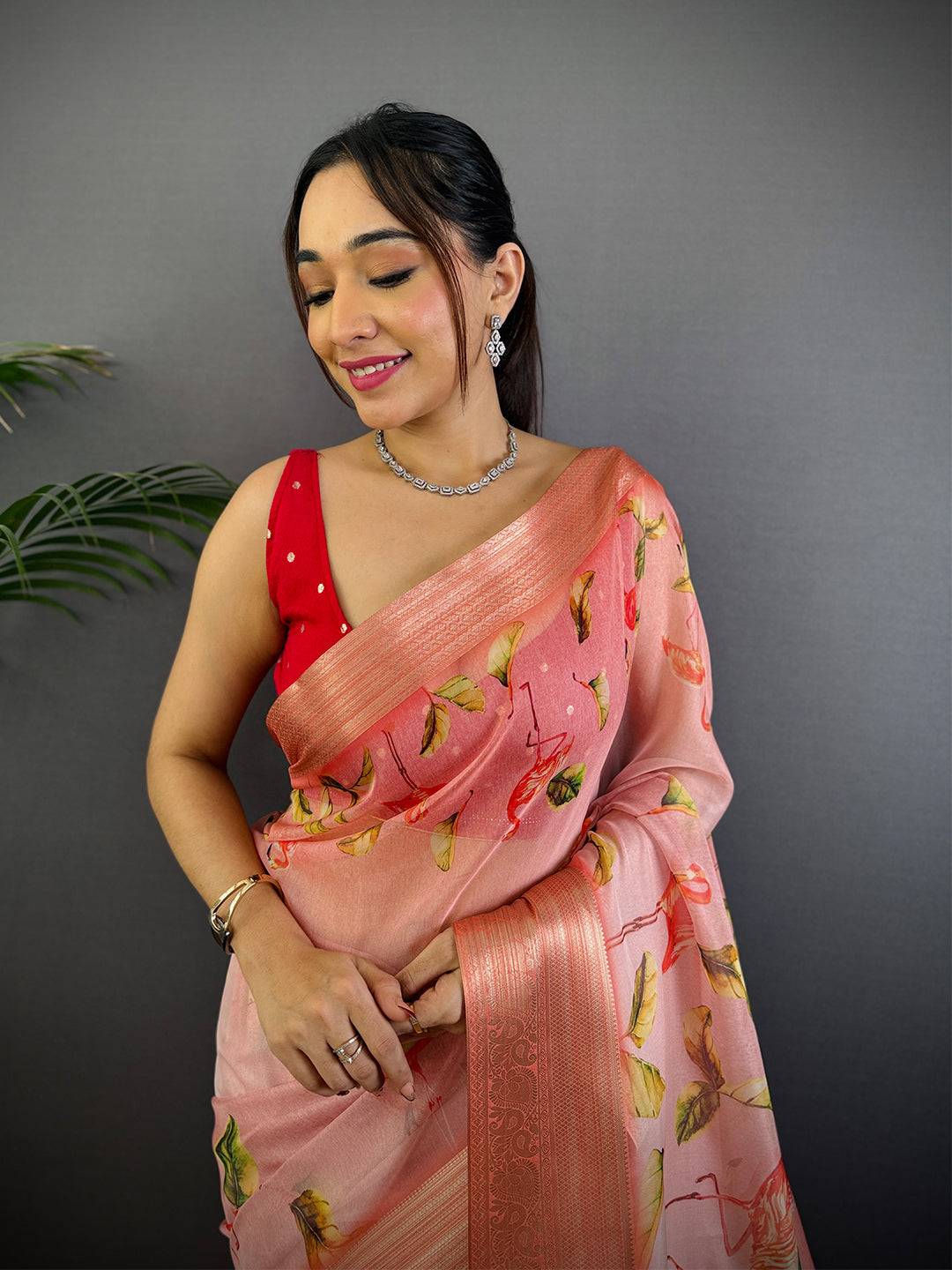 Coral Soft Organza Digital Print Saree