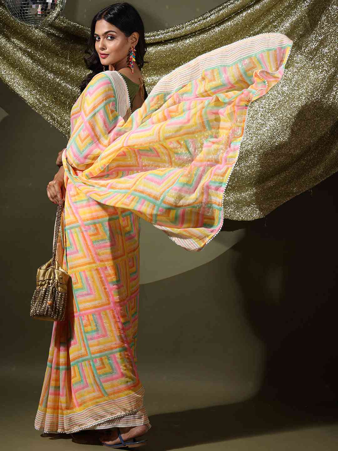 Soft Georgette Multi Colored Saree