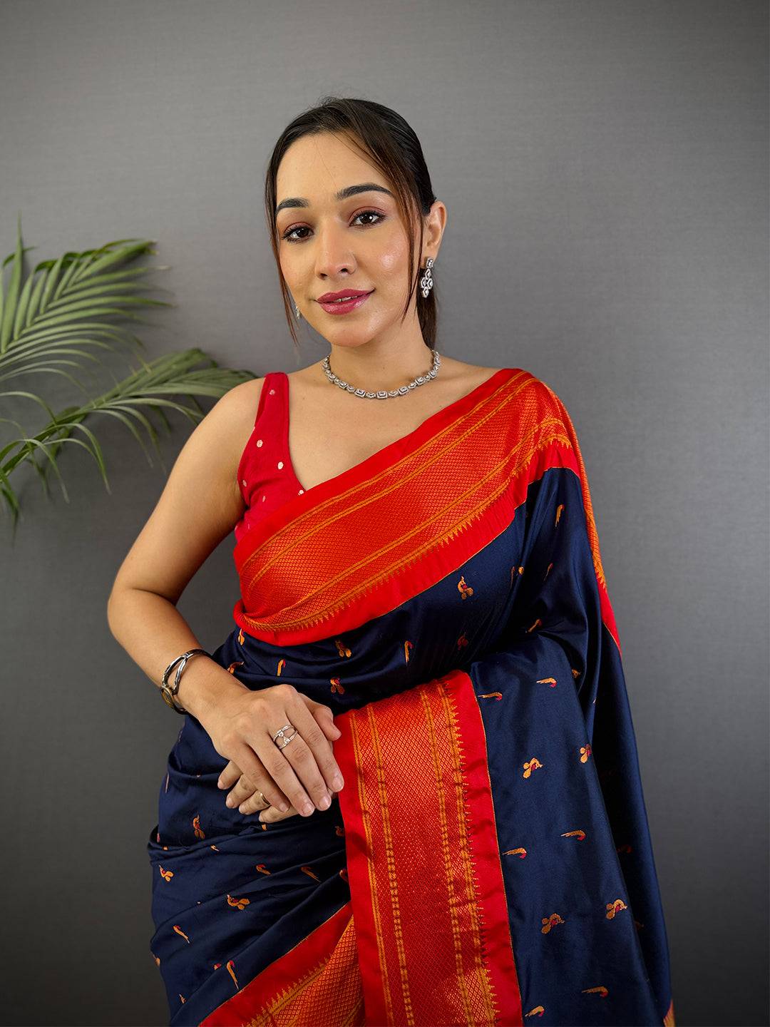 Navy Soft Silk Paithani Saree