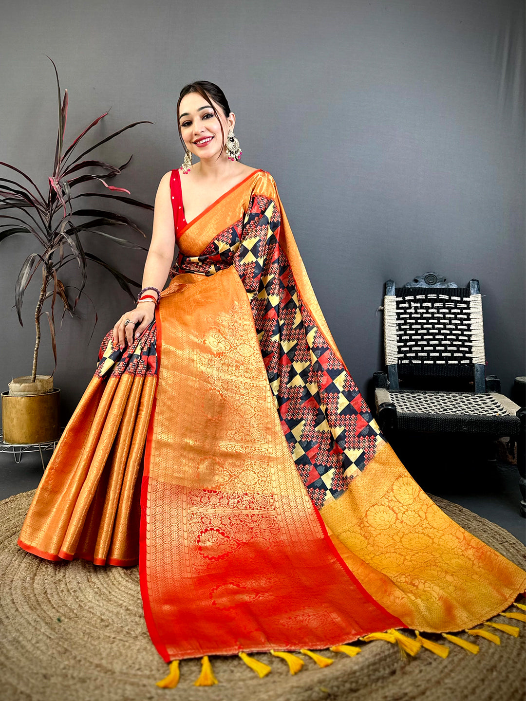 Vibrant Soft Silk Digital Print Kanchi Saree