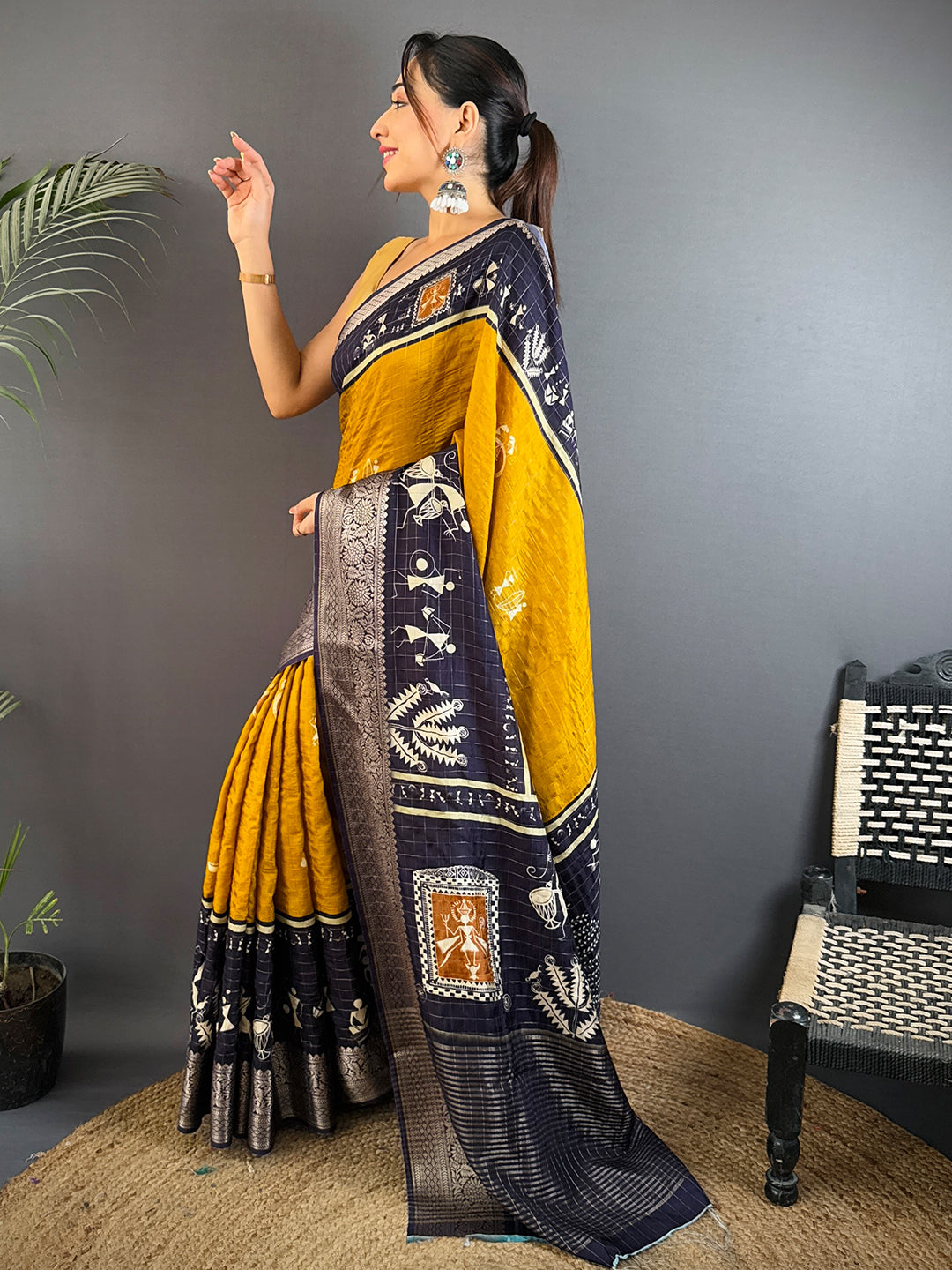 Radiant Viscose Kalamkari Warli Saree