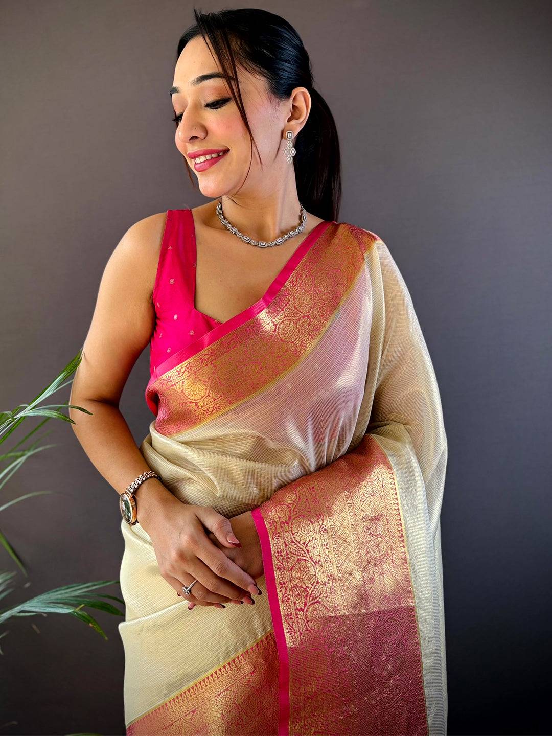 Regal Gold Zari Tissue Saree