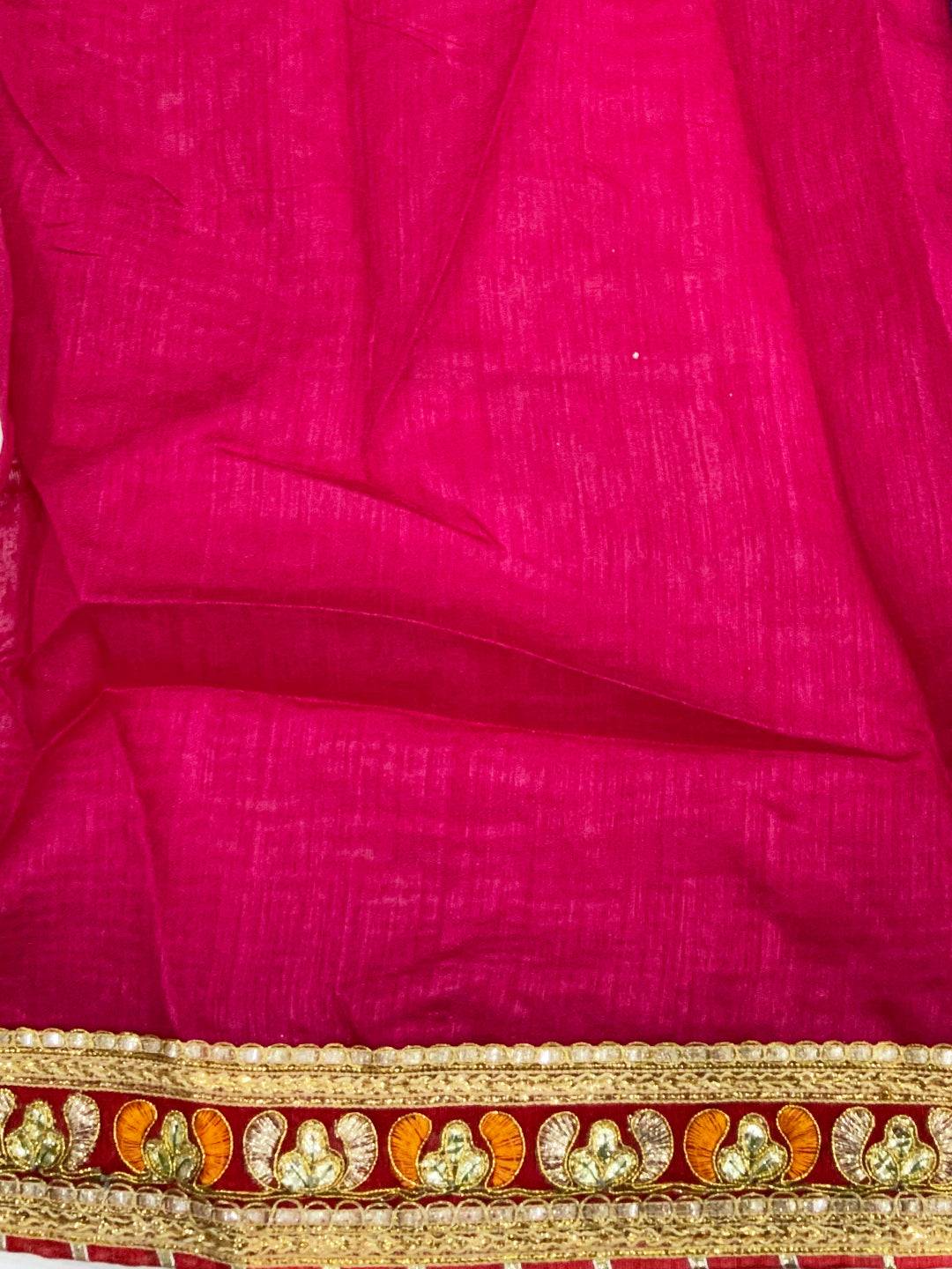 Soft Chinnon Chiffon Foil Work Saree