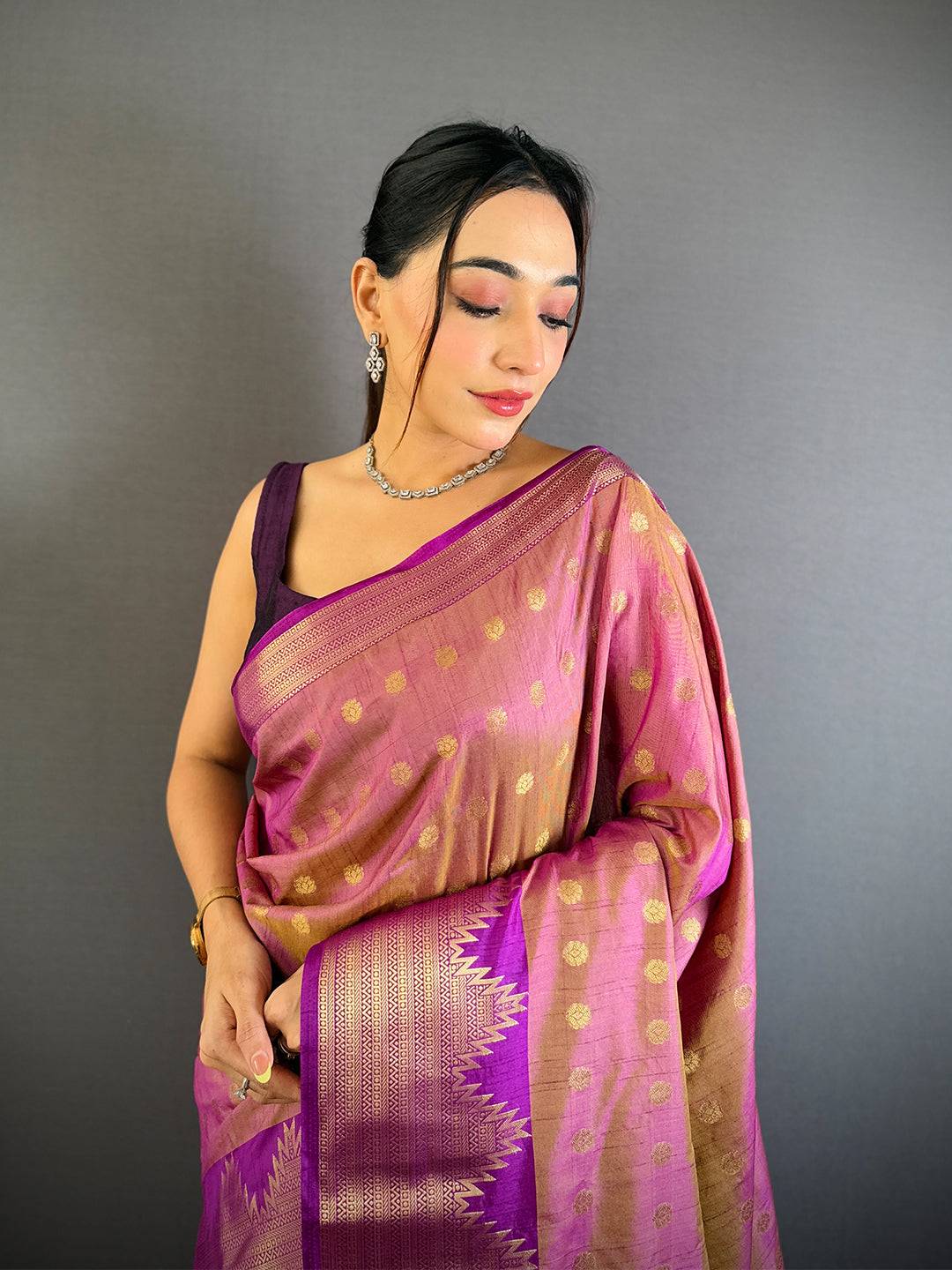 Choco Hand Dyed Raw Silk Saree
