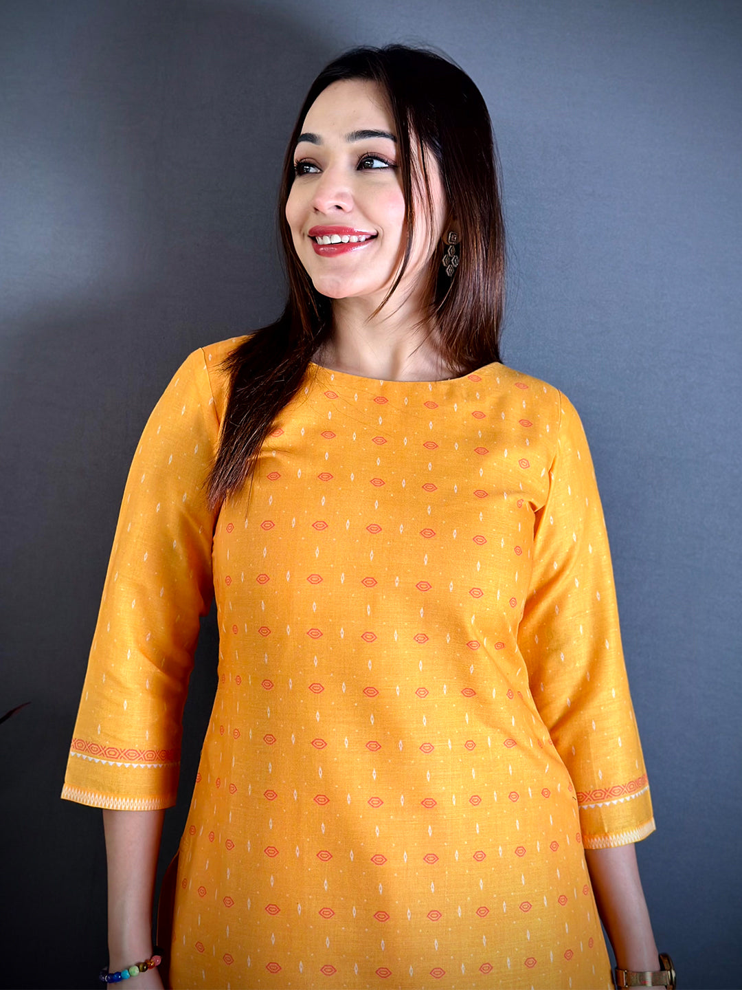 Floral Boat Neck Mul Kurti