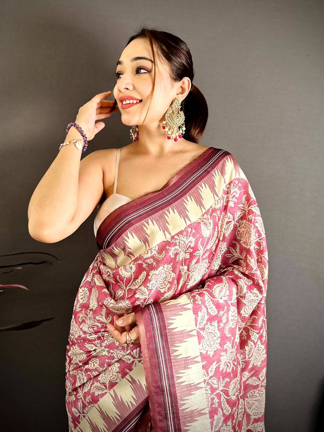 Royal Block Print Soft Zarna Silk Saree
