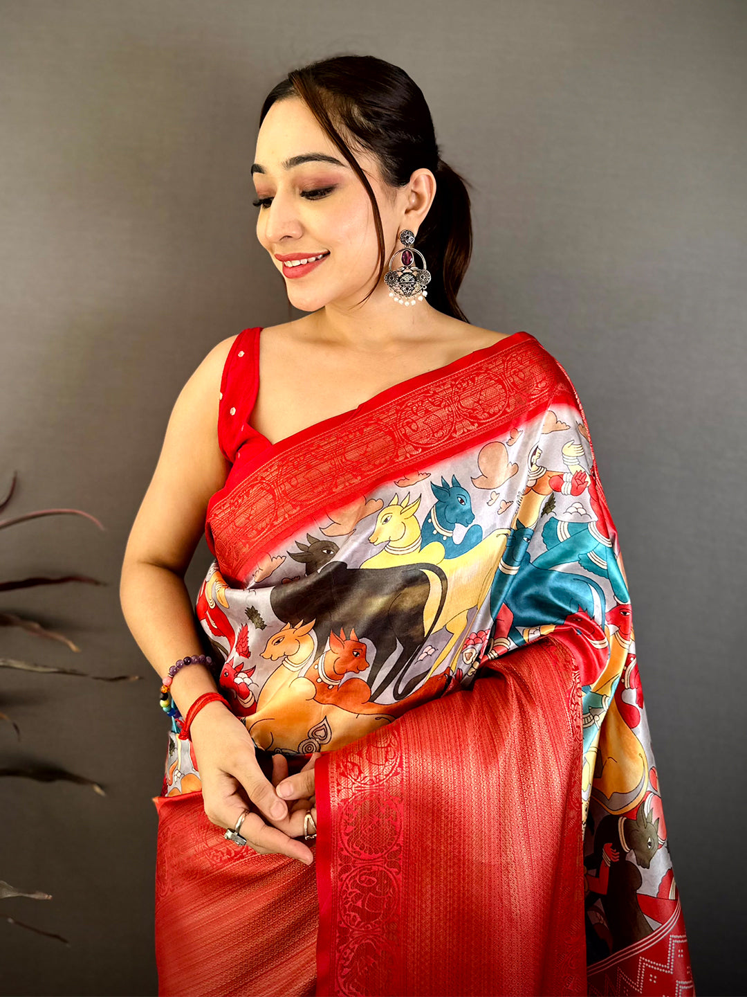 Radiant Soft Silk Pichwai Print Kanchi Zari Saree