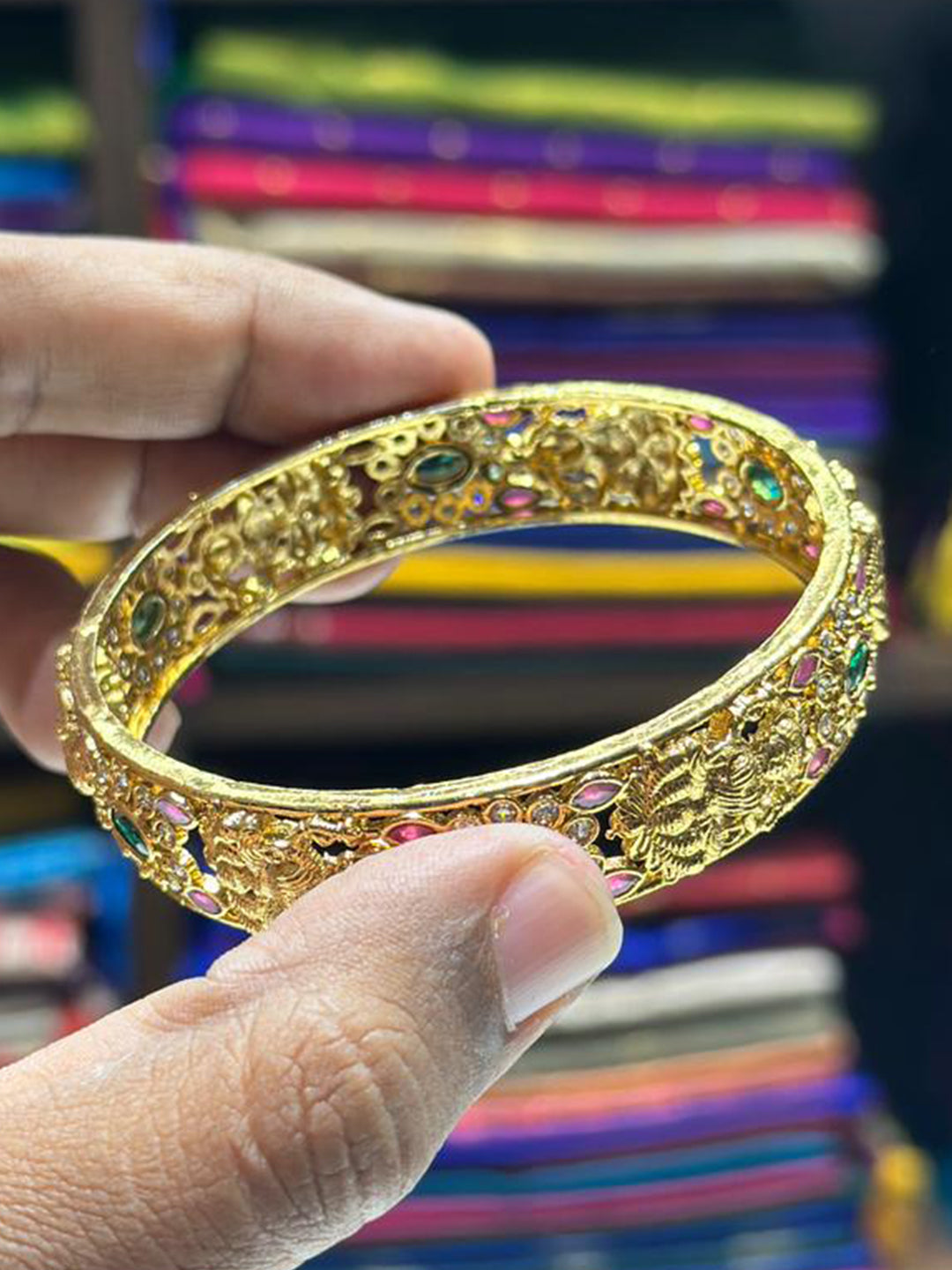 Antique Gold Stone Bangle