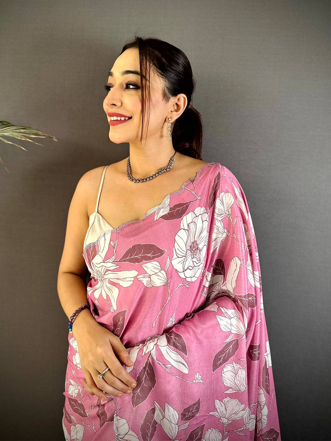 Regal Swarovski Chinnon Floral Saree