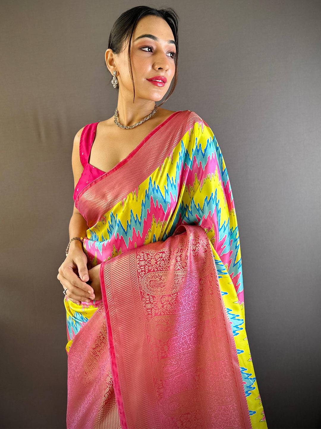 Multi Zig Zag Charm Zari Saree