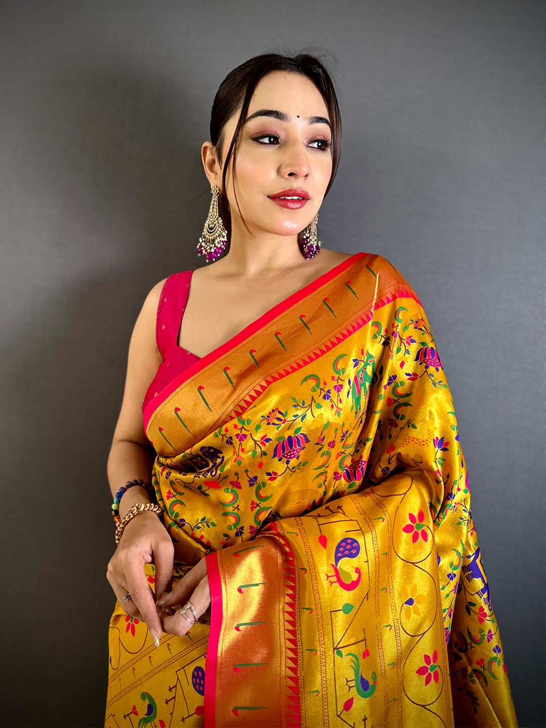 Yellow Patola Motif Soft Silk Saree