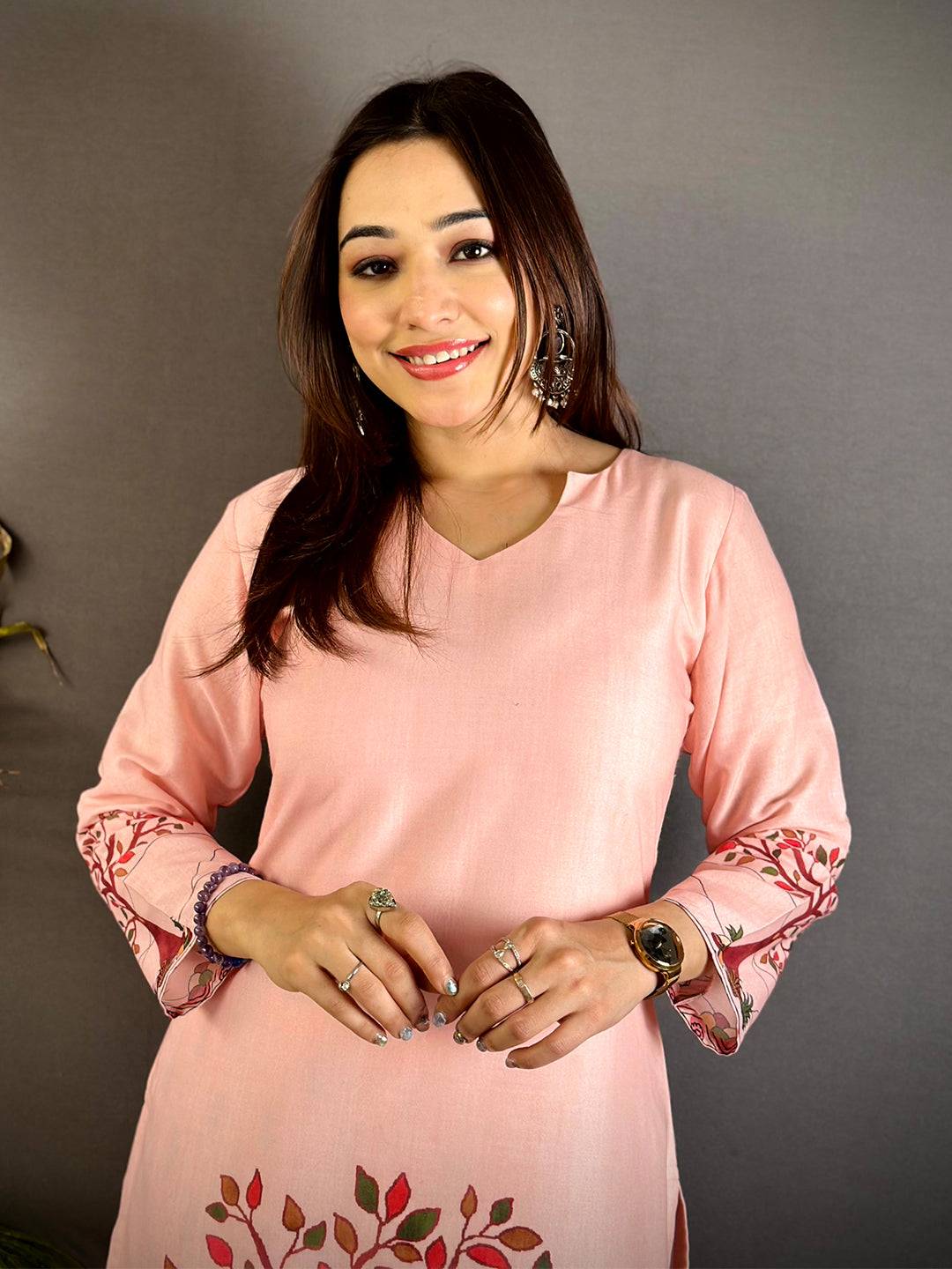 Kalamkari Curve V Slit Neck Kurti