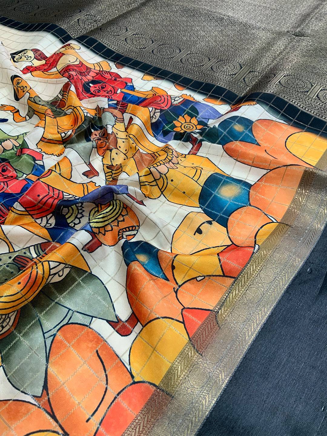 Heritage Kalamkari Satin Bentex Gadwal Saree