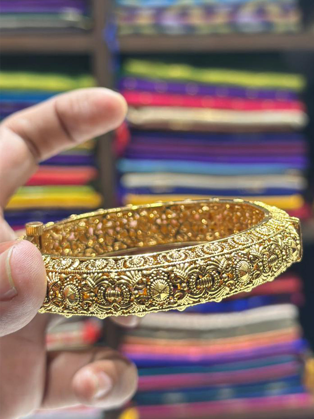 Antique Gold Broad Bangle