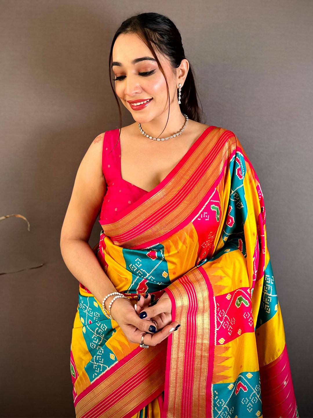 Artisan Silk Multi Ikkat Patola Weaving Saree