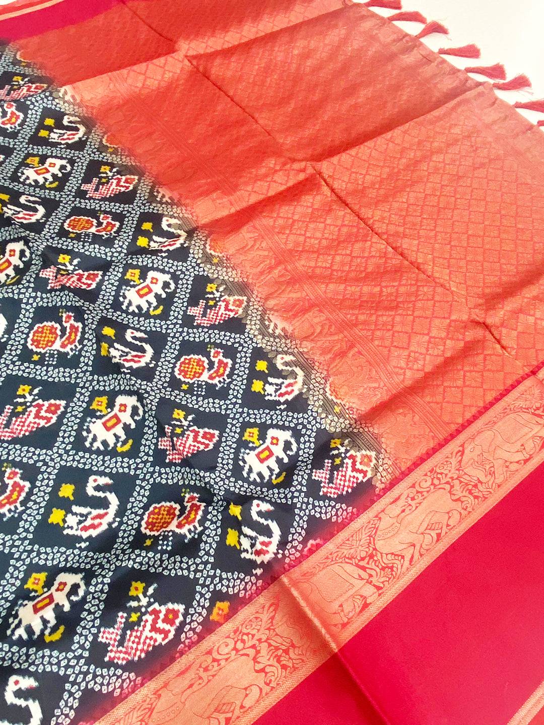 Vibrant Navy Blue Banarasi Kalamkari Silk Saree