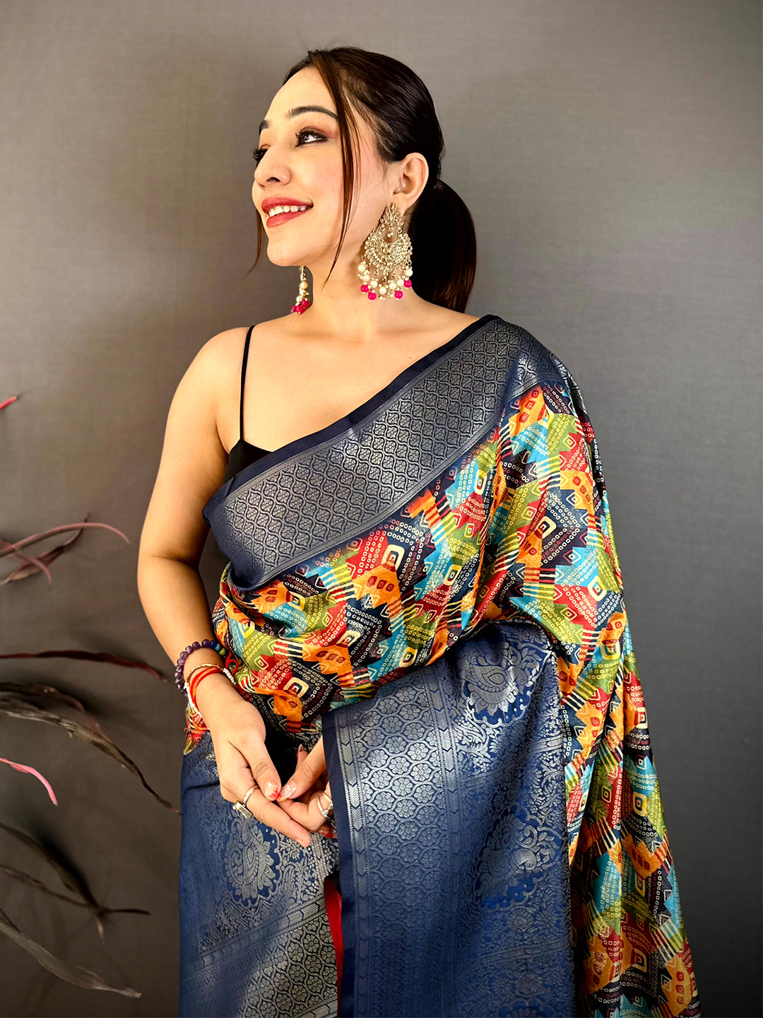 Stylish Soft Silk Digital Print Kanchi Saree