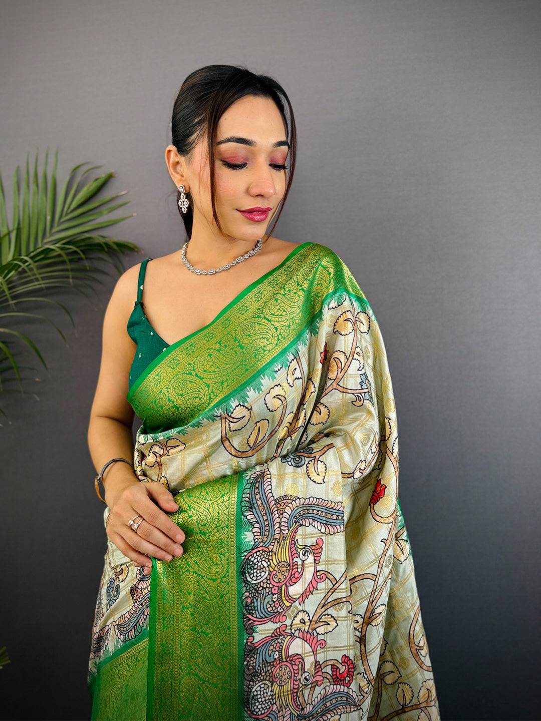 Regal Banarasi Kalamkari Printed Saree