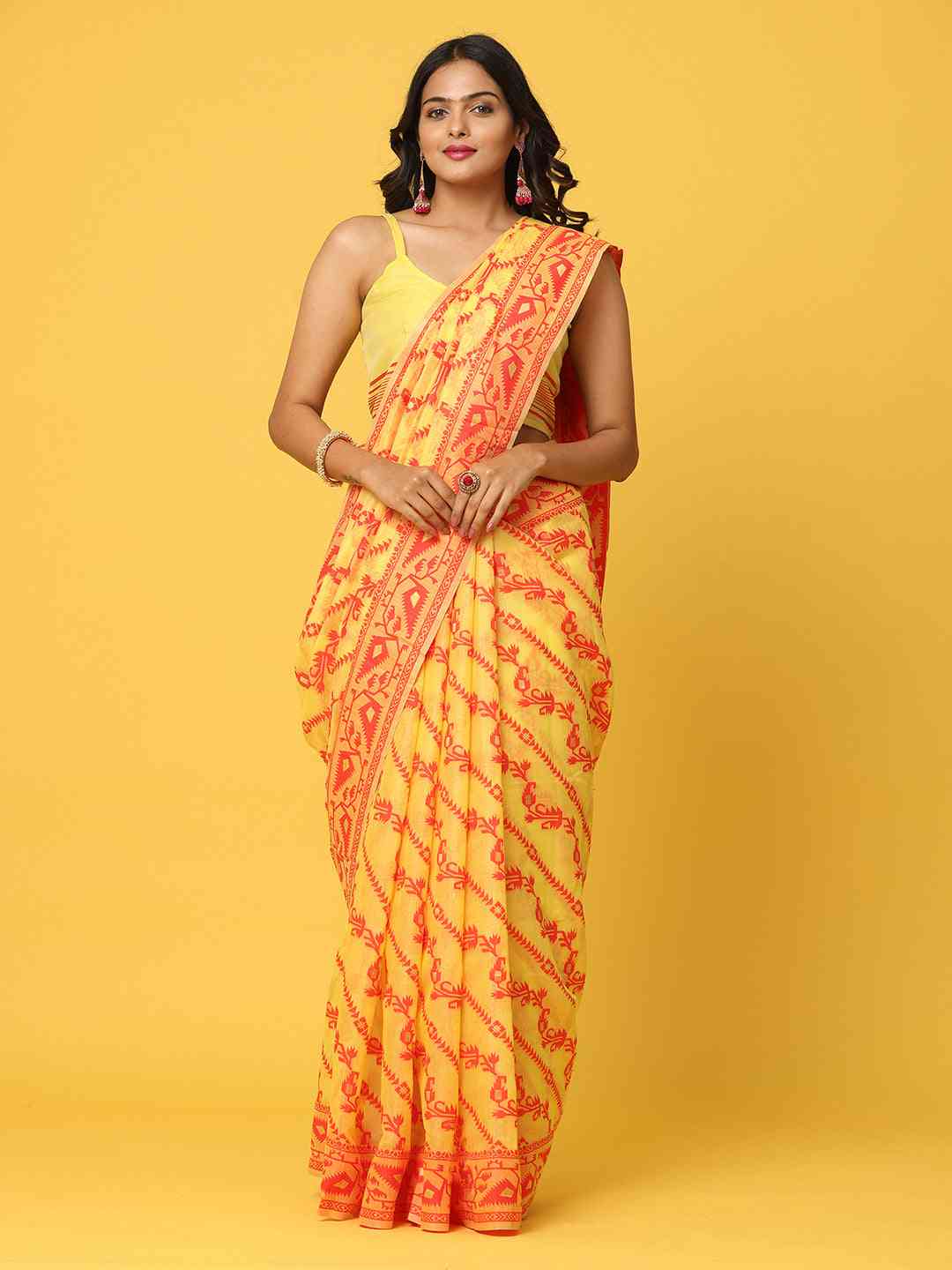 Dhakai Jamdani Cotton Silk Saree