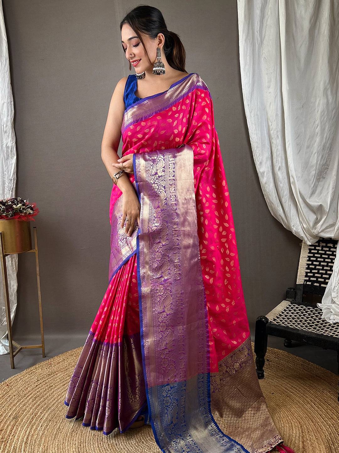 Elegant Banarasi saree with intricate zari weaving