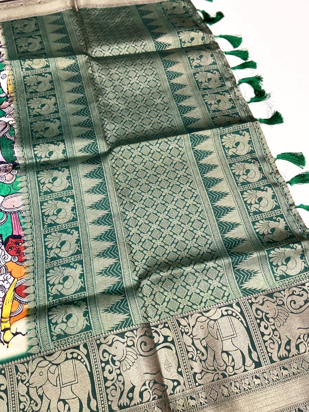 Tradition Kalamkari Printed Banarasi Saree