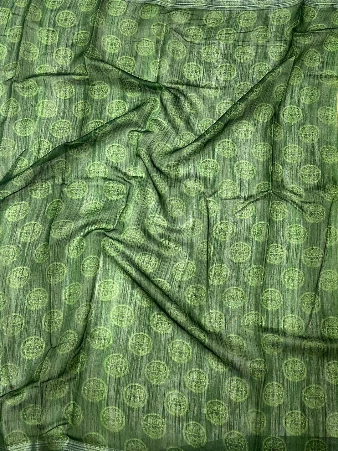 Olive Linen Kalamkari Printed Saree