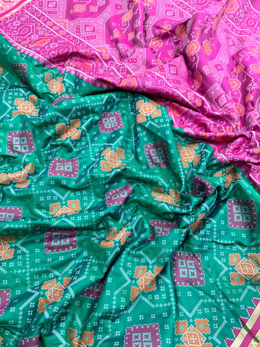 Sky Soft Silk Saree With Patola Weaving