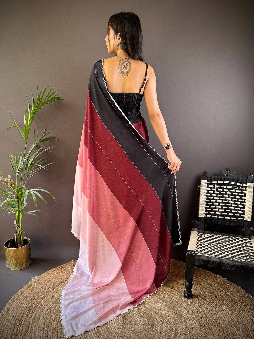 Celestial Glow Zarocan Chiffon Saree