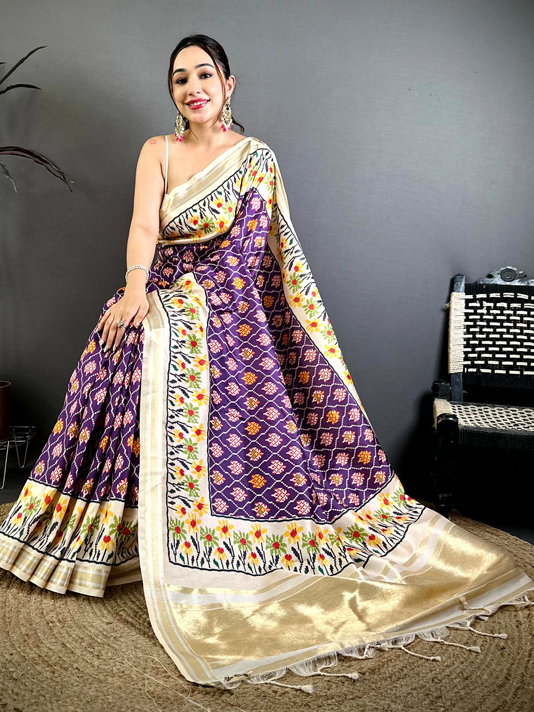 Exclusive Digital Ikkat Kanchi Silk Saree