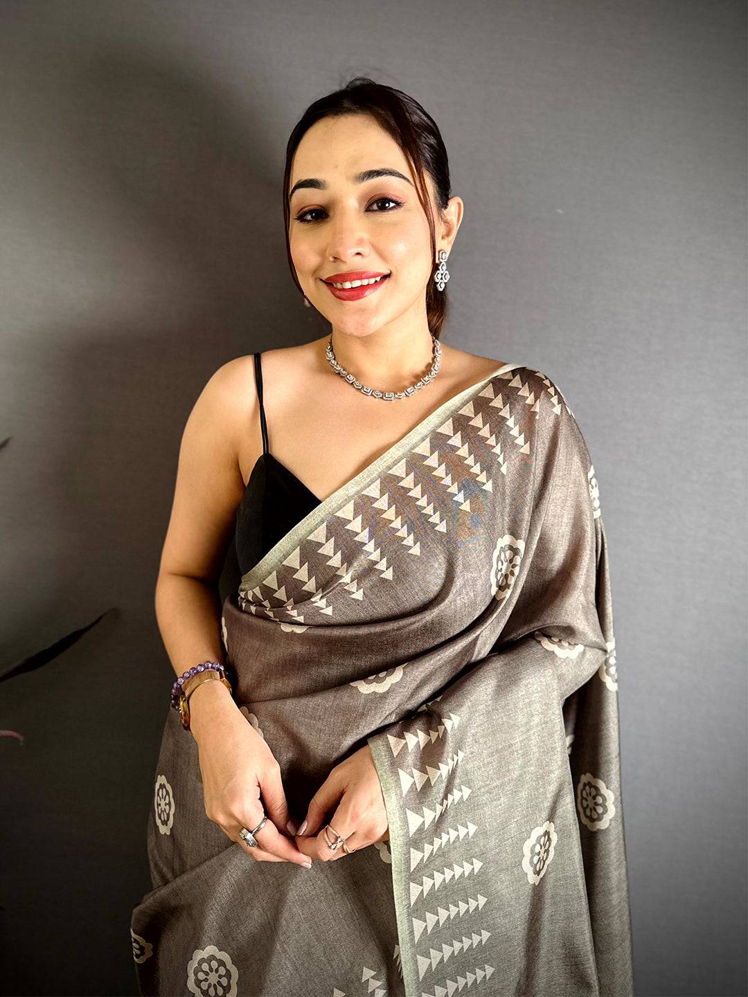 Opulent Geometric Tussar Kalamkari Saree
