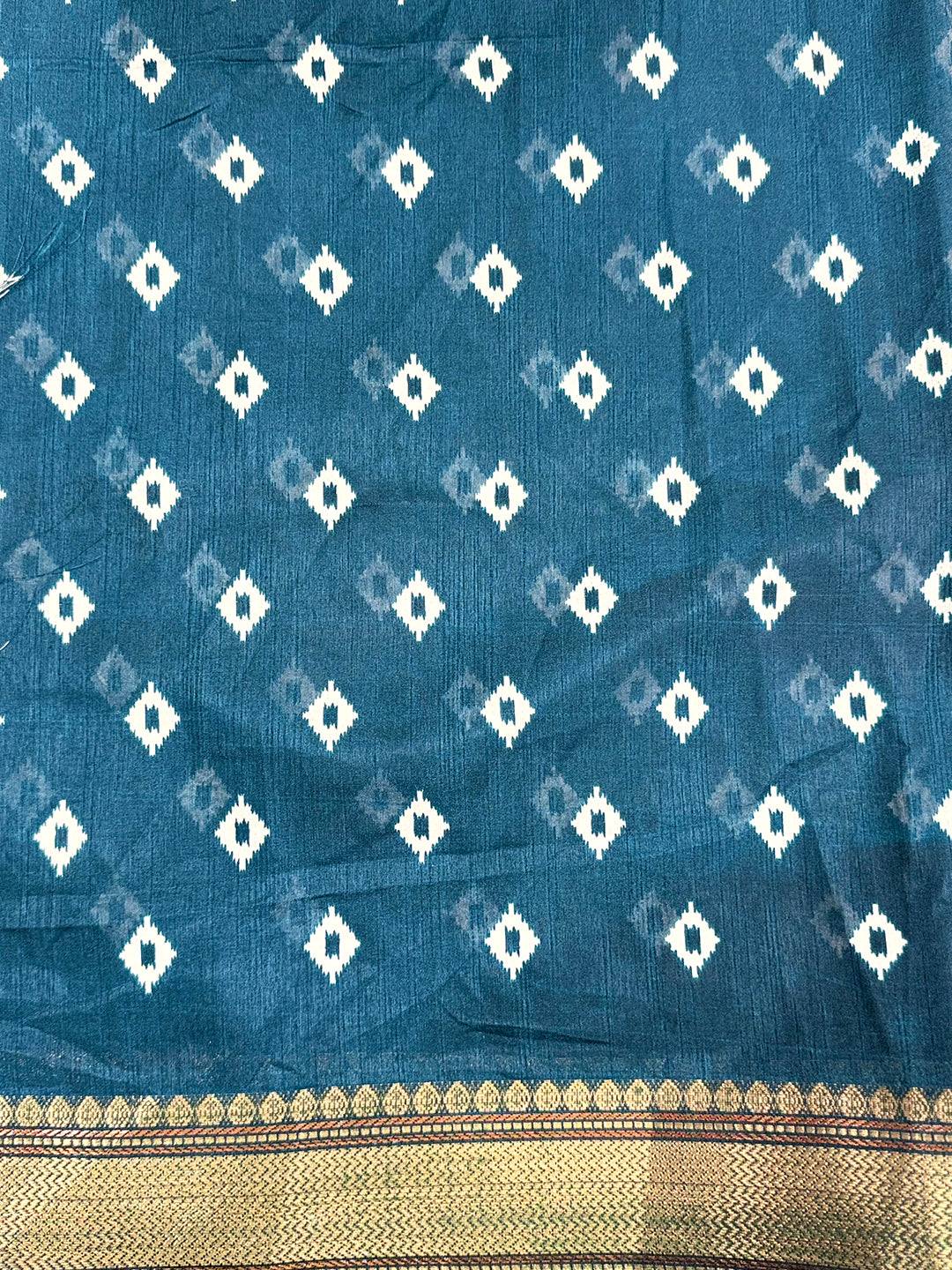 Rama Pichwai Printed Dola Silk Saree