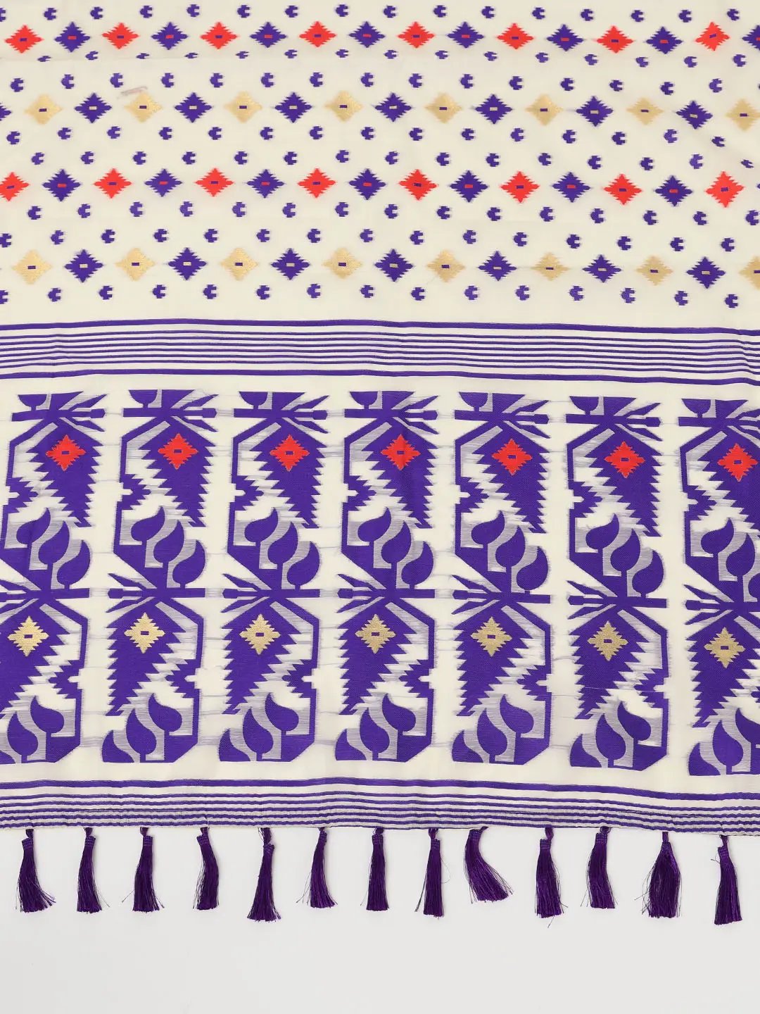 Dhakai Jamdani Cotton Silk Saree