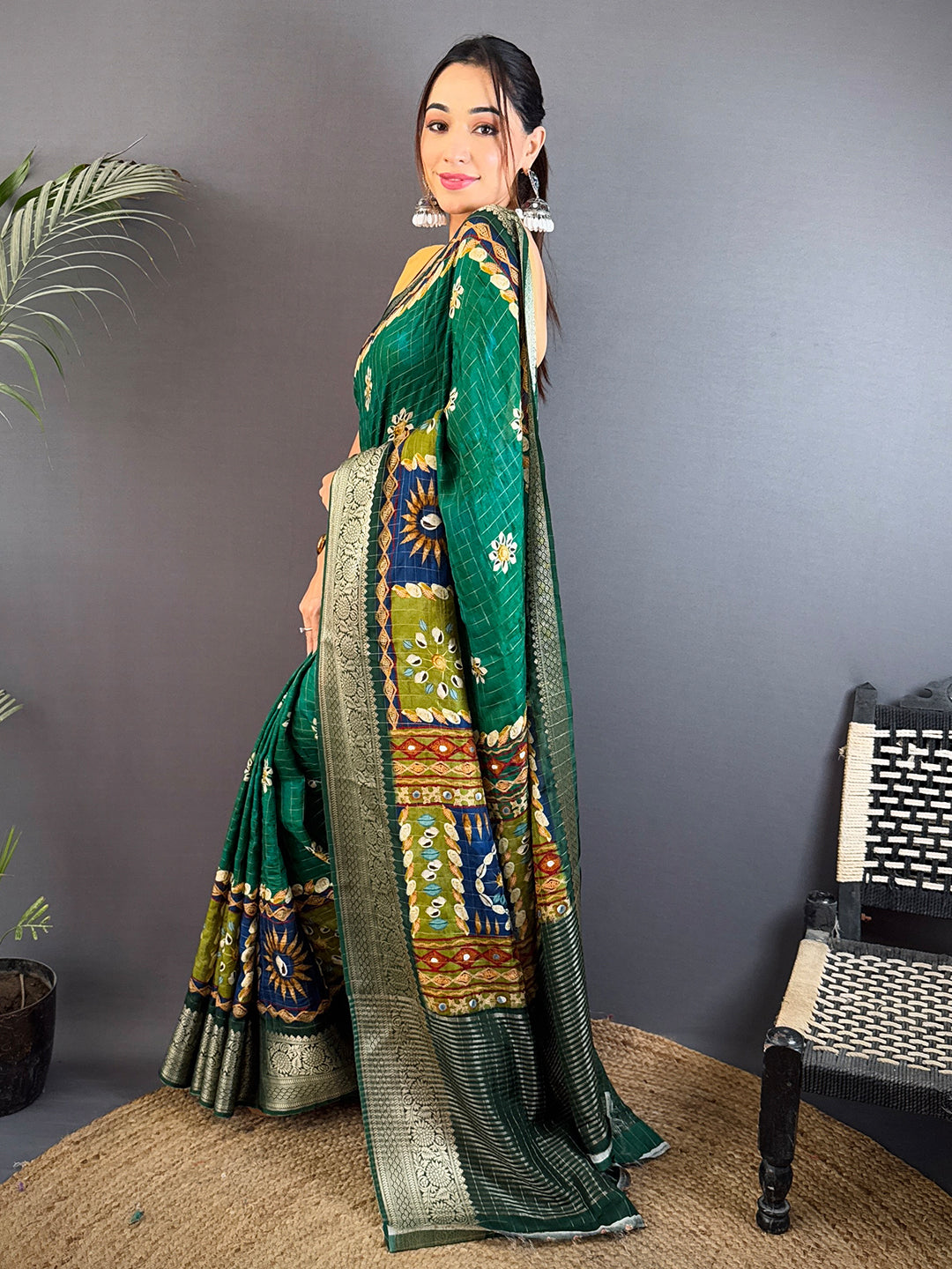 Elegant Bottle Green Kanchi Pattu Saree