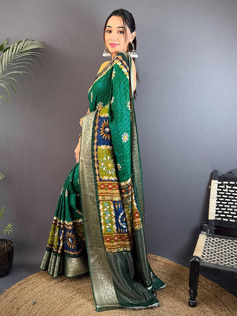 Elegant Bottle Green Kanchi Pattu Saree