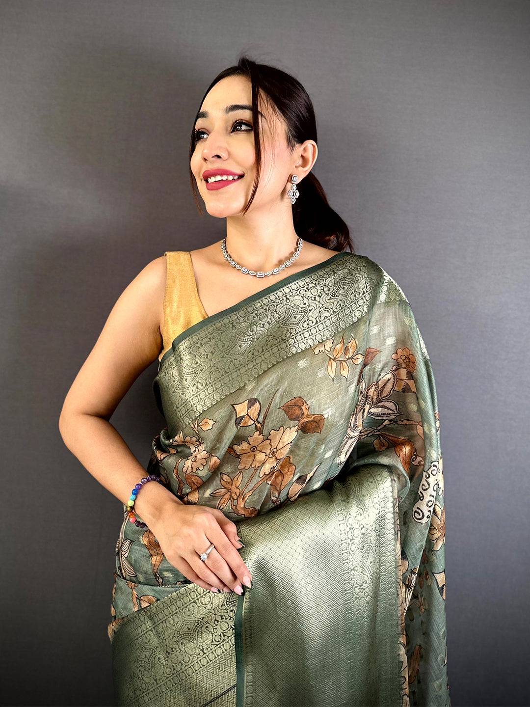 Royal Kota Doriya Kalamkari Printed Saree