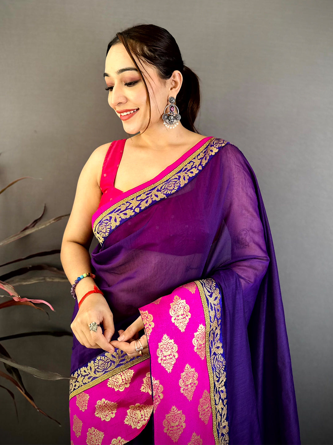 Pure Elegance Chanderi Zari Border Saree