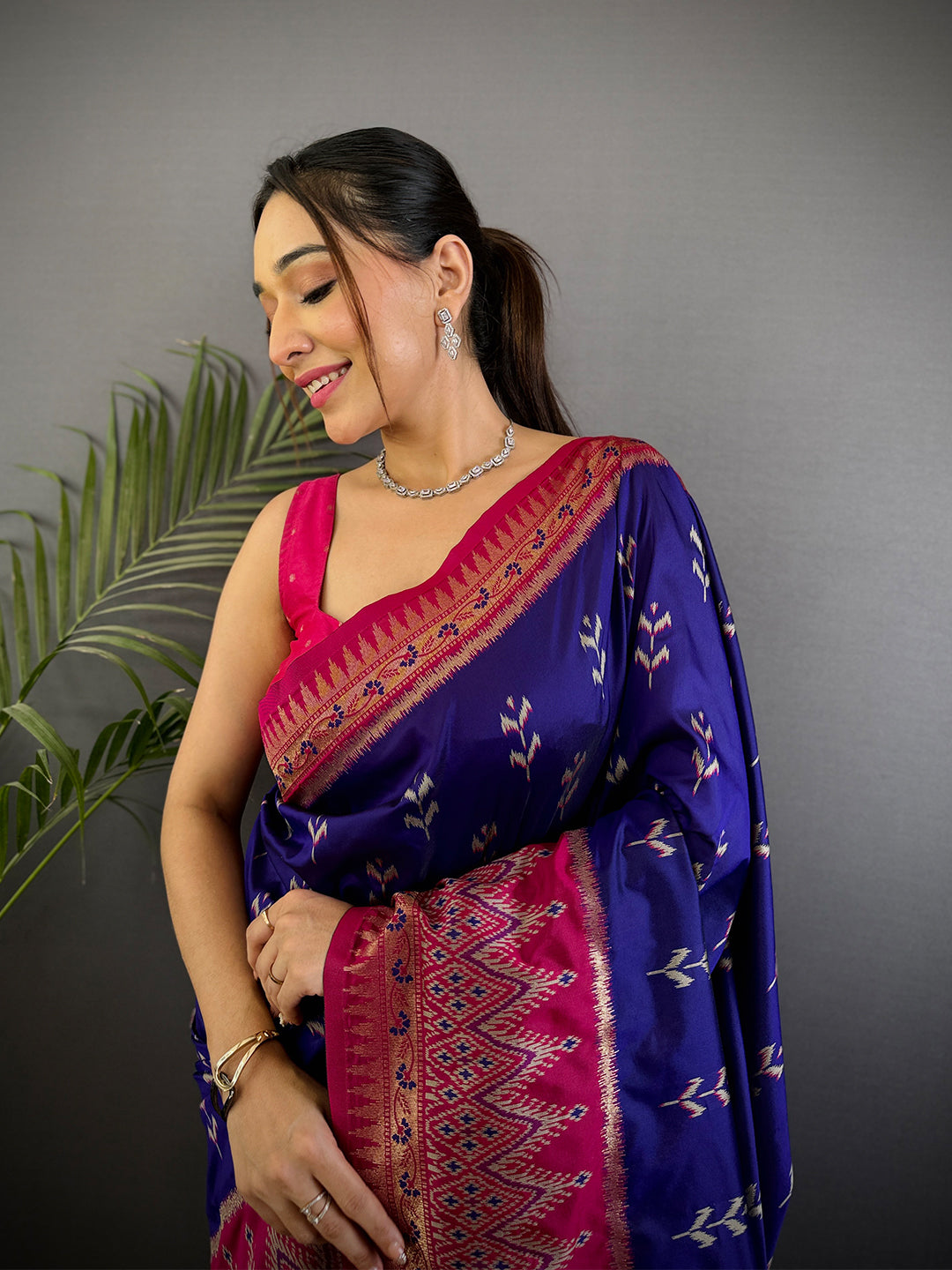 Regal Purple Soft Silk Ikkat Saree