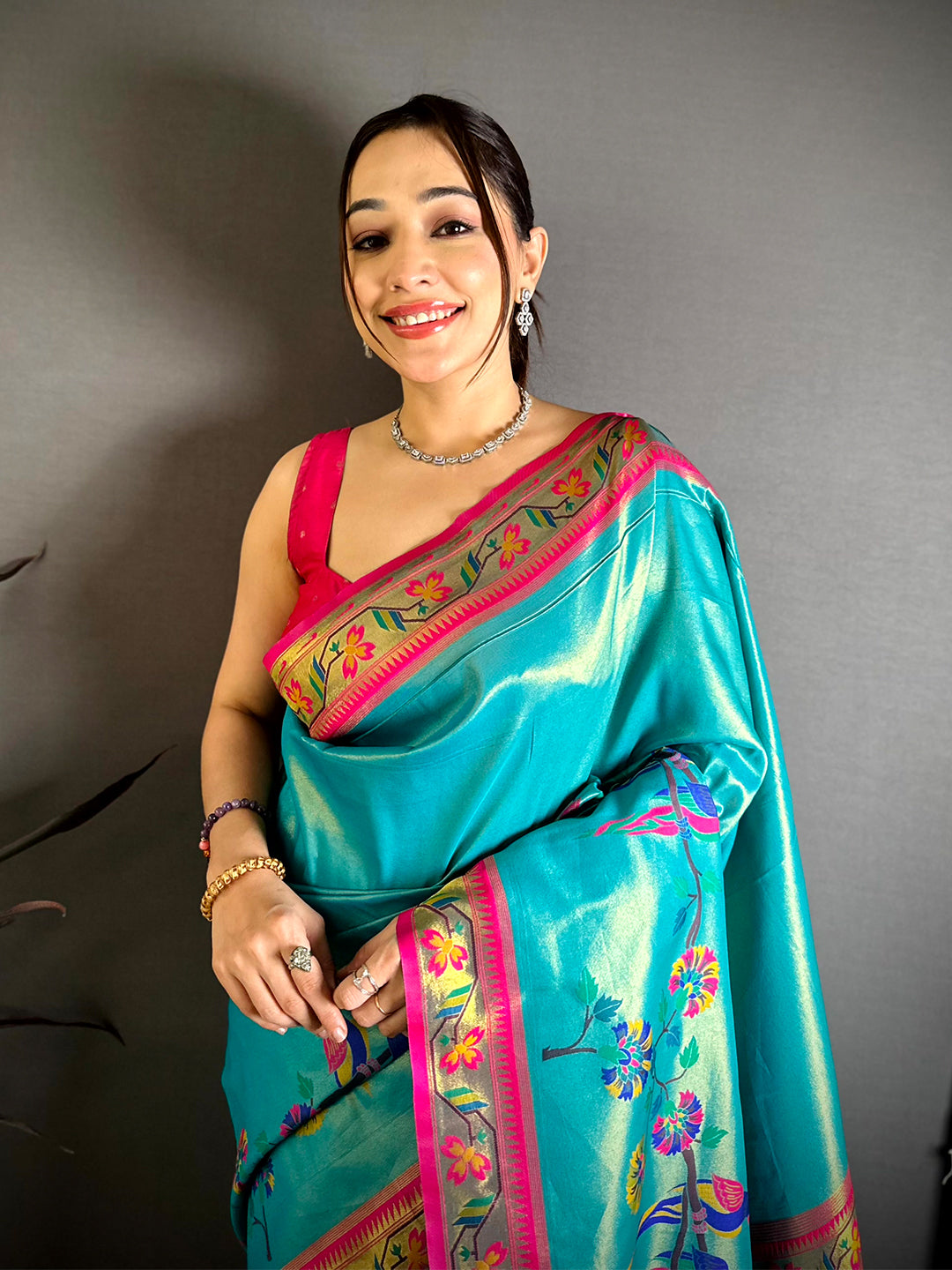 Artistic Minakari Paithani Tissue Saree