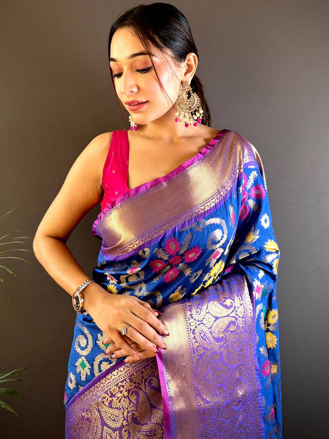 Blue Meenakari Banarasi Silk Saree