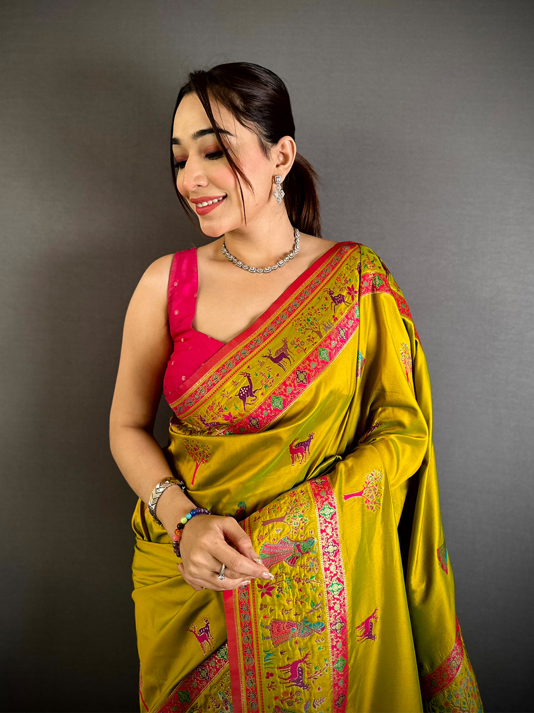 Majestic Kashmiri Pashmina Minakari Saree