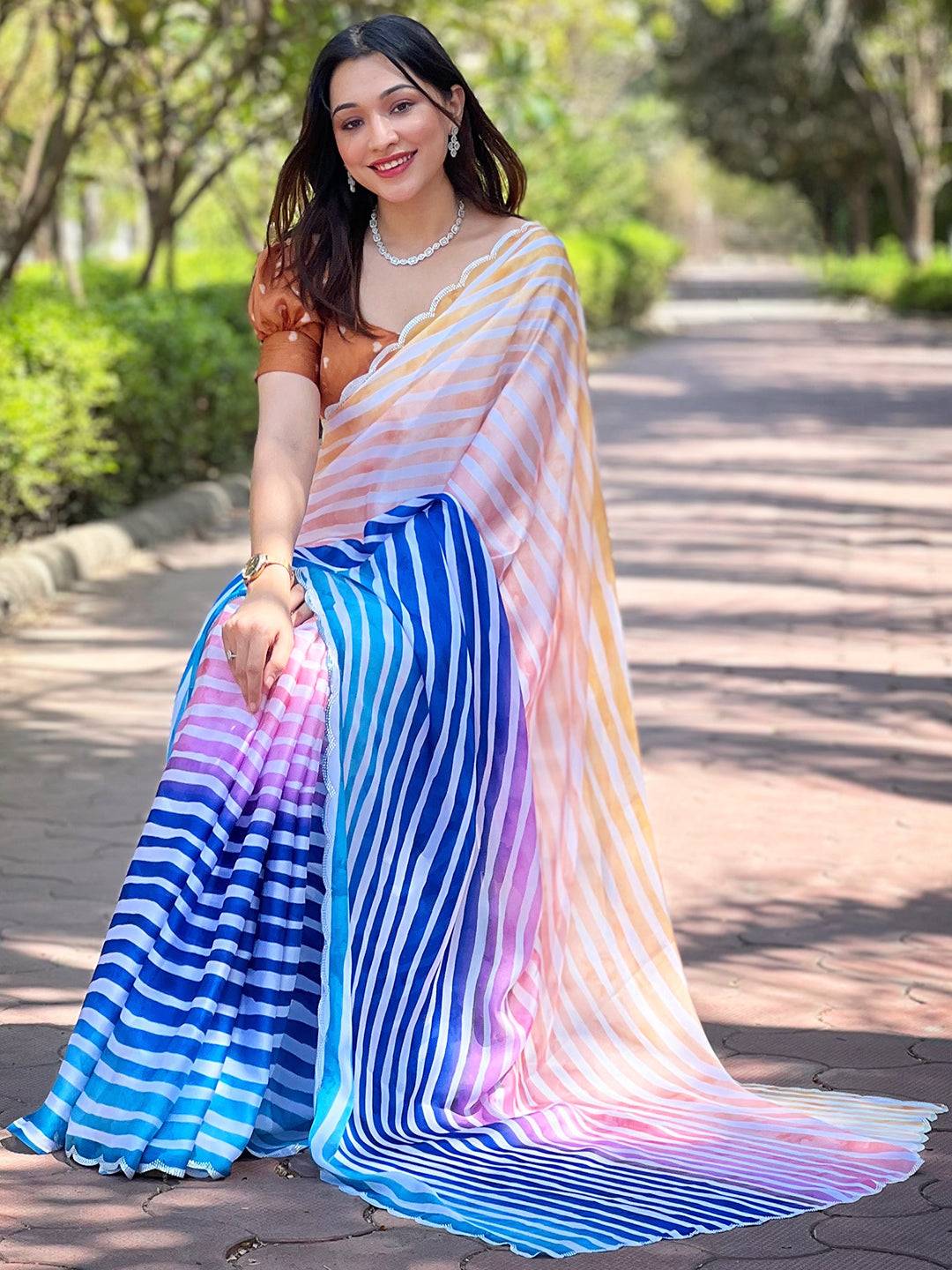 Elegant Leheriya Saree in pastel and bold colors