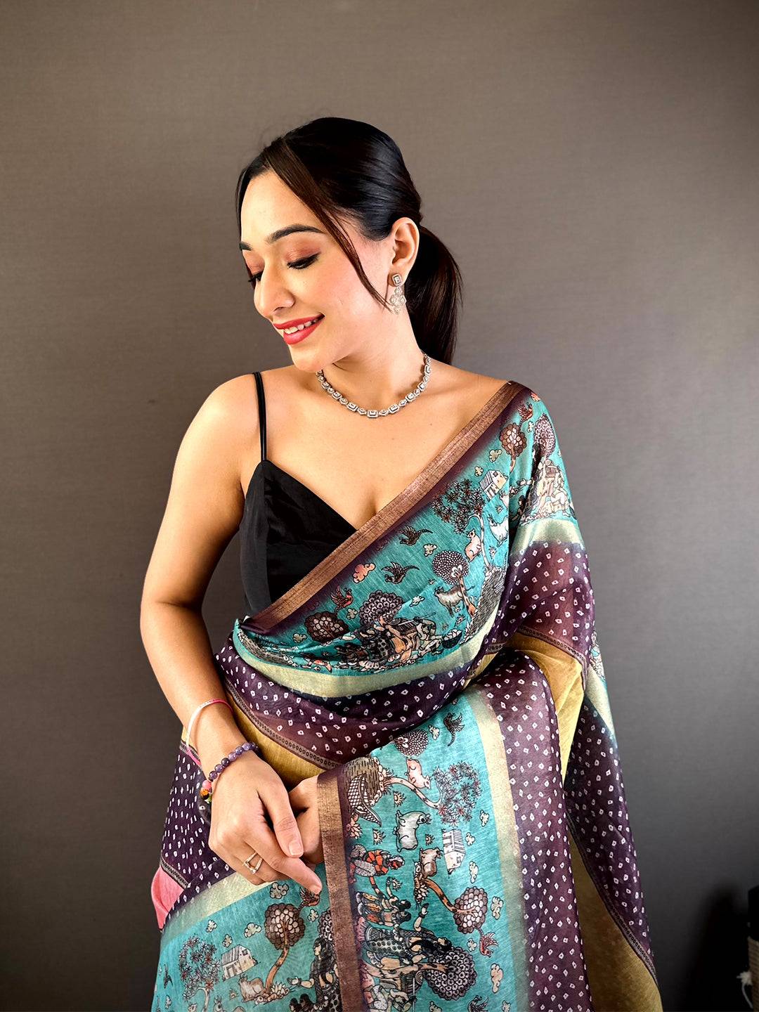 Graceful Soft Chanderi Cotton Bandhej Print Saree