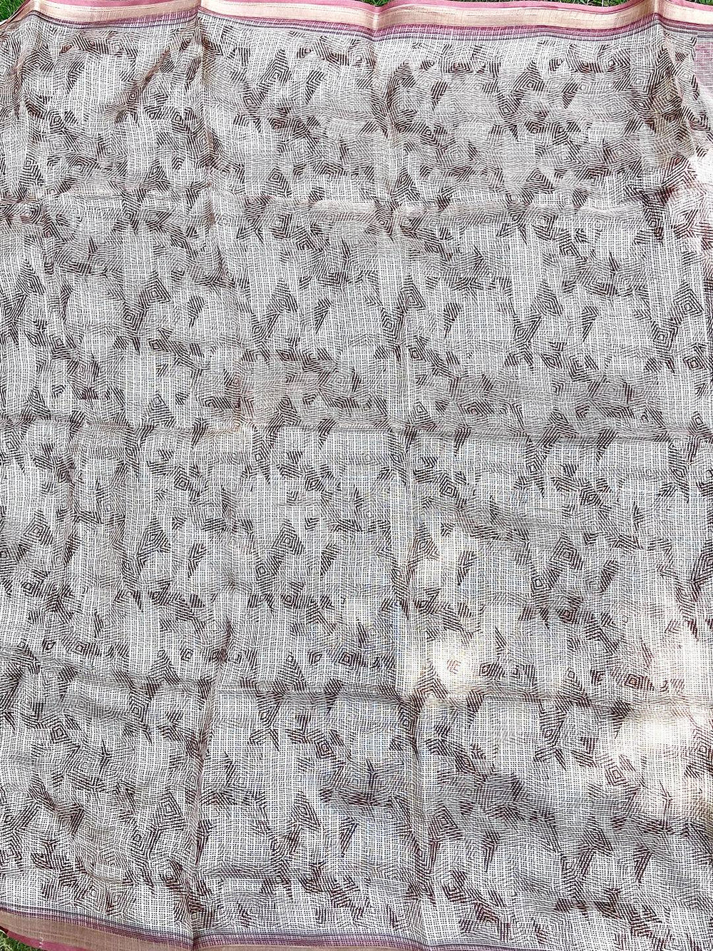 Cream Colour Soft Kota Doriya Silk Saree With Flower Print