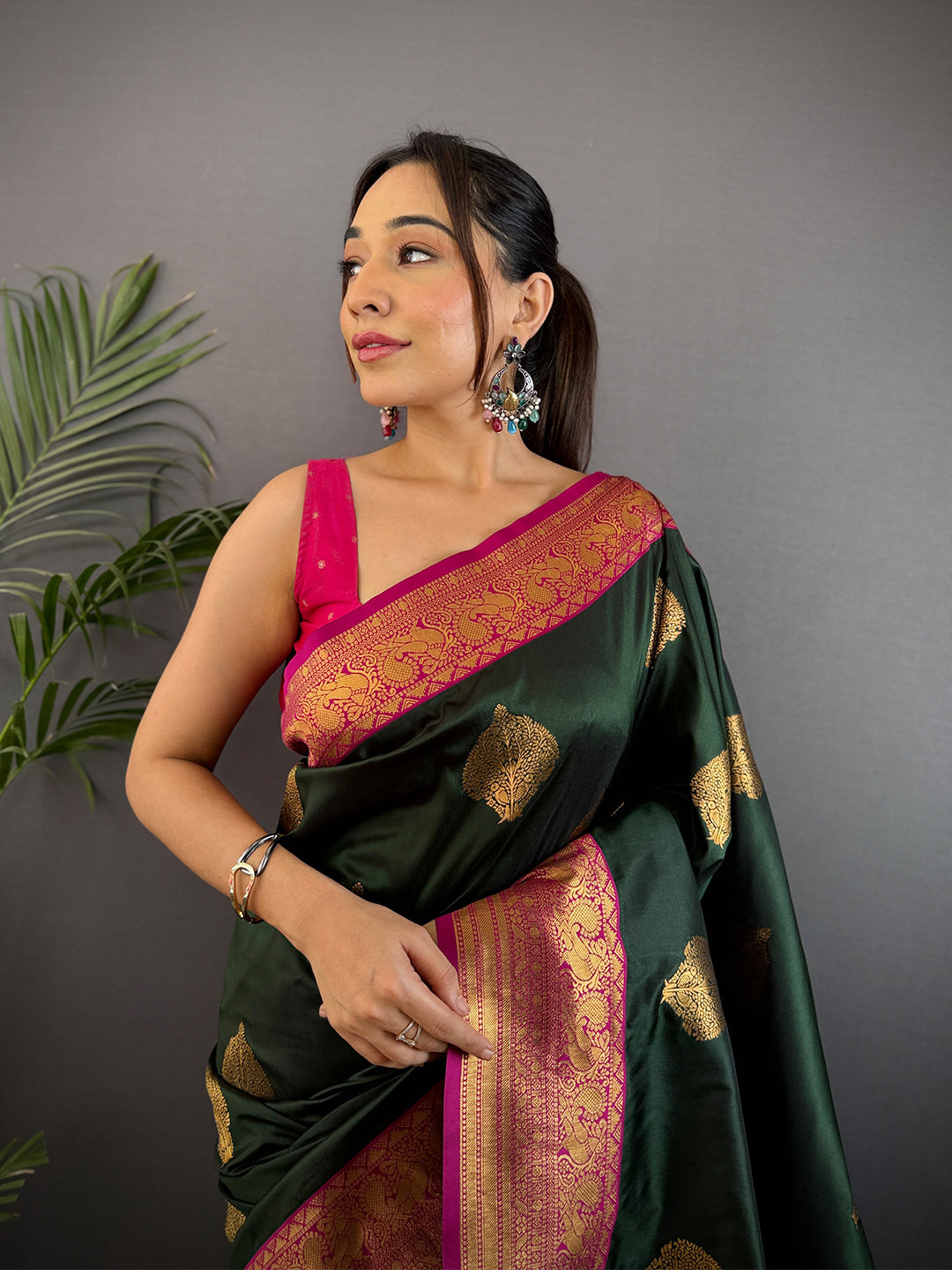 Green Soft Gadwal Silk Saree