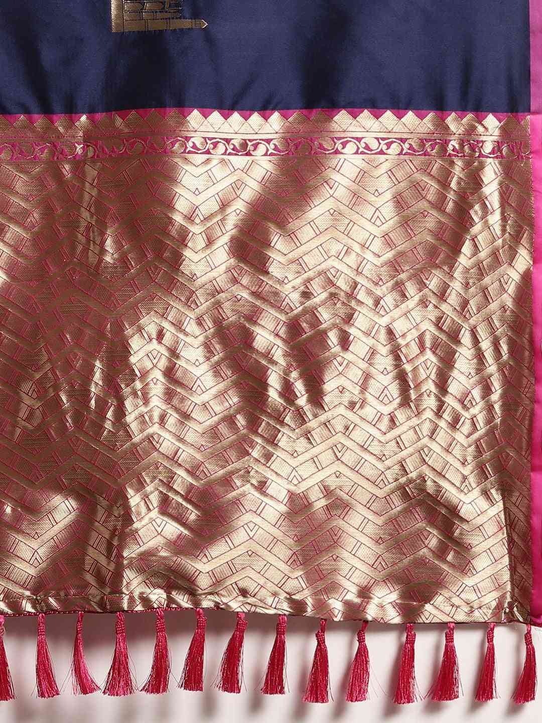 Trendy Dark Blue Banarasi Saree