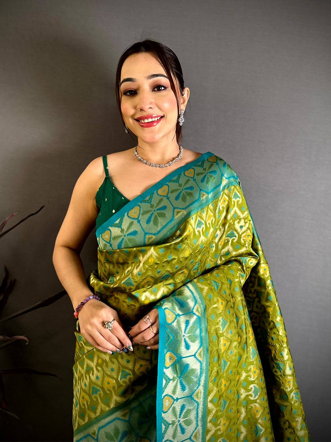 Classic Green Ikkat Soft Silk Saree