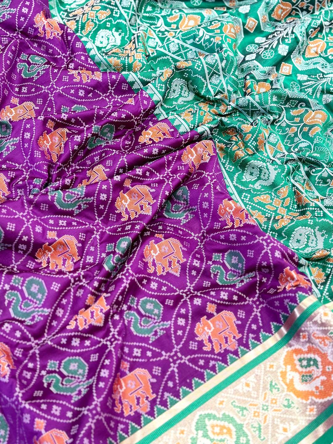 Elegant Wine Pochampally Patola Silk Saree