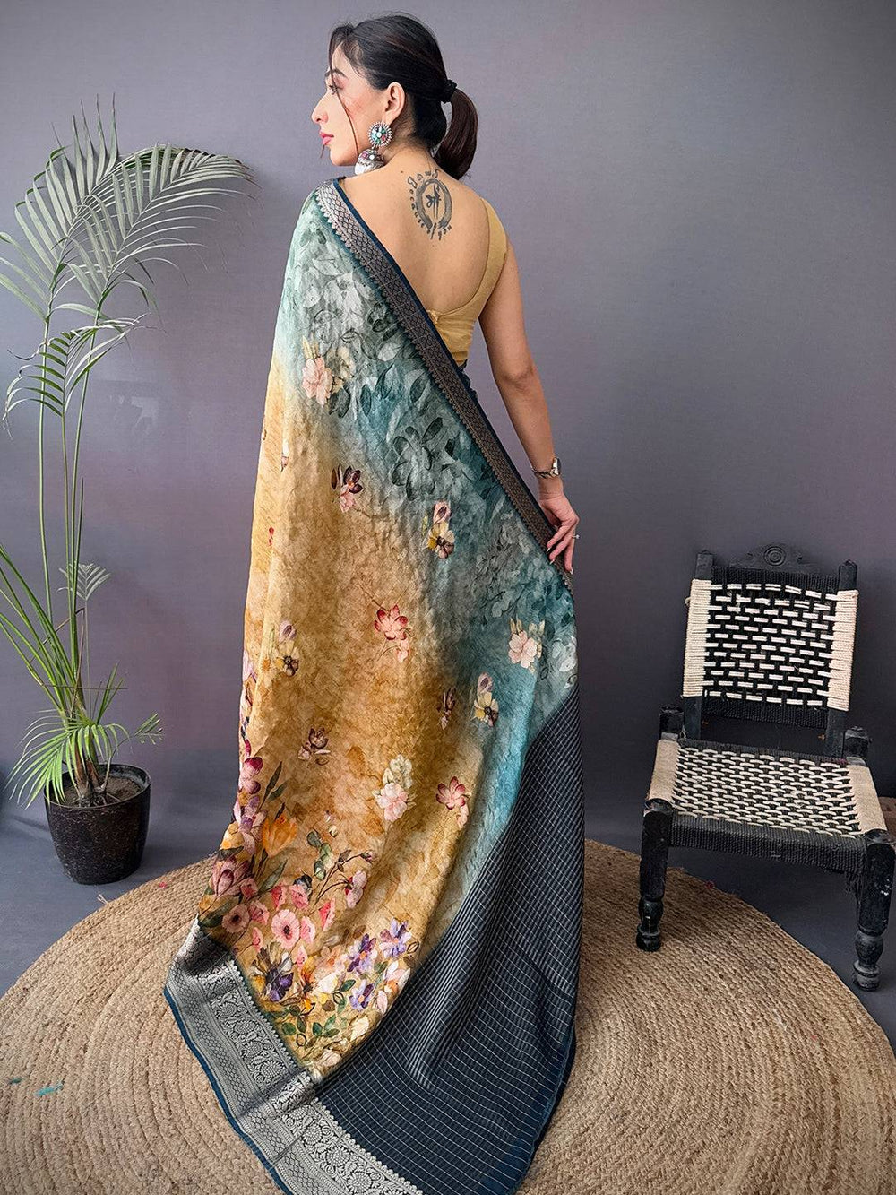 Heritage Floral Kalamkari Viscose Saree