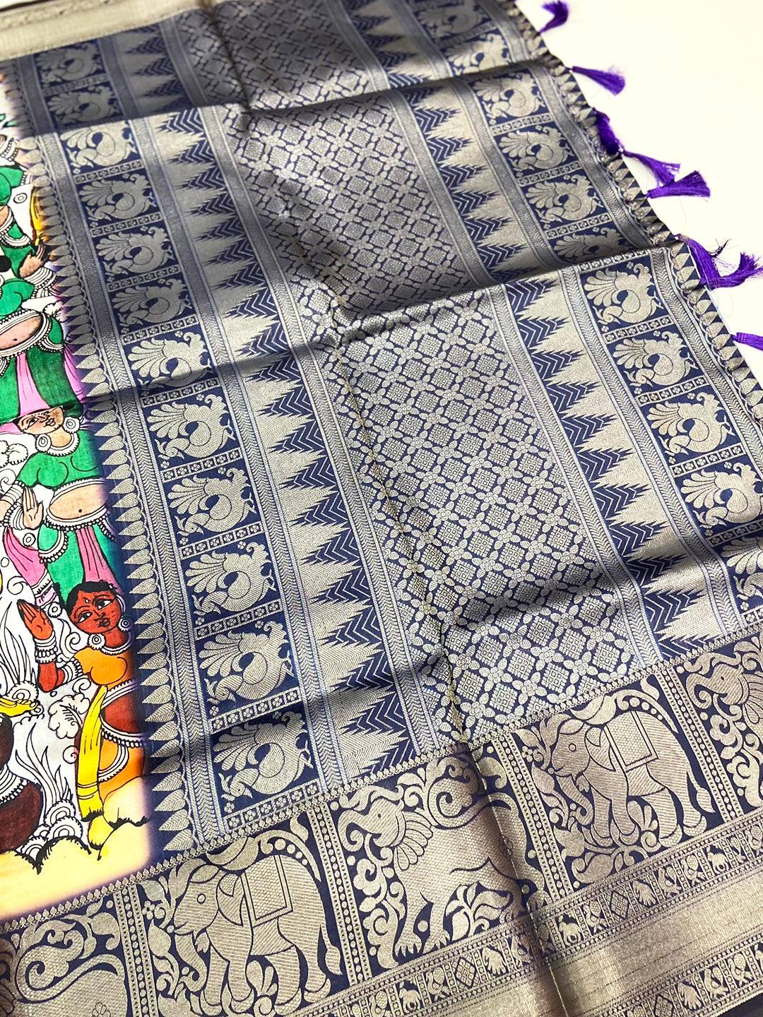 Ethereal Kalamkari Printed Banarasi Saree