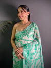 Ethereal Green Cotton Silk Dhakai Jamdani Saree